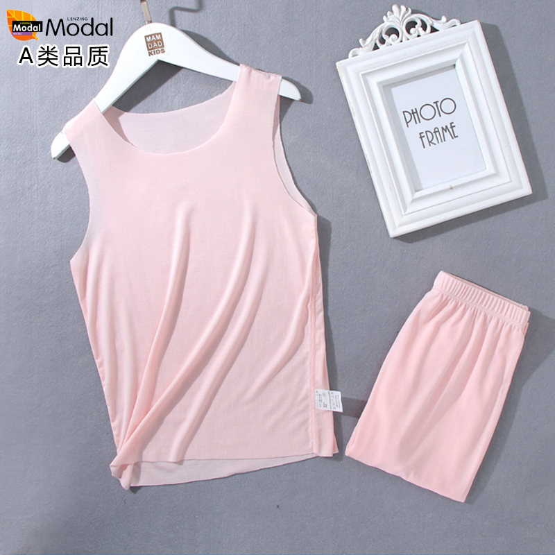 Children's modal non-marking vest shorts suit middle and big children's summer thin section home clothes baby wears air-conditioning clothes