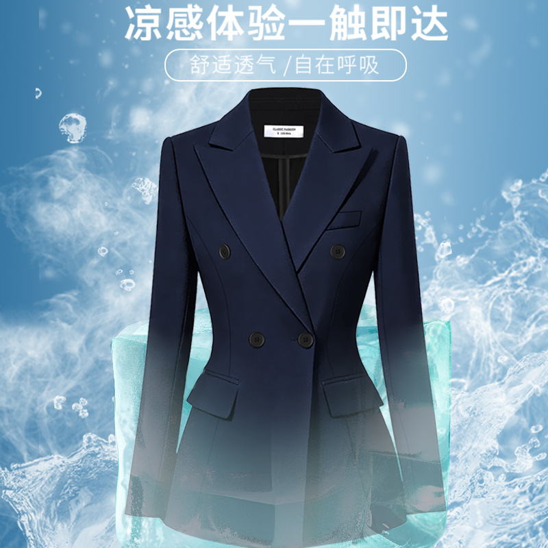 Women's Summer Thin Suit Jacket, Professional Suit Set, Waist-Cinching, Elegant Formal Wear, Commuting, Hotel Front Desk Work Uniform