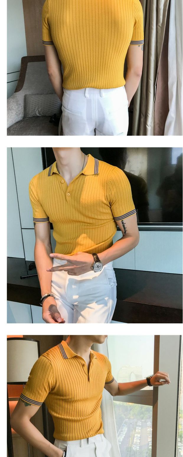 Mùa hè mới của nam Hàn Quốc mỏng băng lụa ngắn tay Áo sơ mi nam kinh doanh thường xuyên áo thun dệt kim áo polo nam hàng hiệu