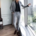 Mùa thu và mùa đông mới của nam giới Hàn Quốc Slim thư thêu phù hợp với hai mảnh nam kinh doanh phù hợp với trang phục phù hợp với trang phục quần tây nam Suit phù hợp