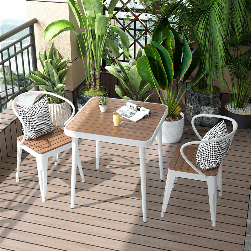 Modern casual balcony small table and chairs open water waterproof outdoor small square table minimalist iron art garden outdoor table and chairs combination