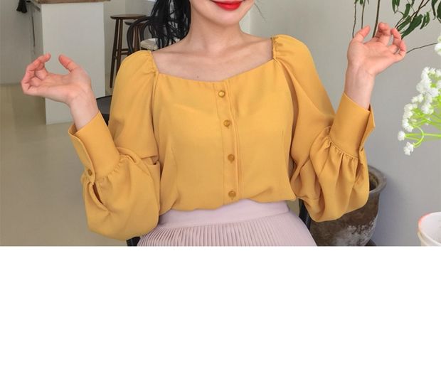 MORAN Han Feng chic nam tính retro kiểu áo dài tay Hồng Kông tay áo phồng cẩn thận máy móc xương đòn hàng đầu sơ mi dài tay nữ
