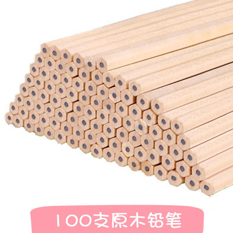 100 log pencils pure natural pencil non - toxic elementary students pencil children hexagonal hb2B sketch drawing 2 ratio