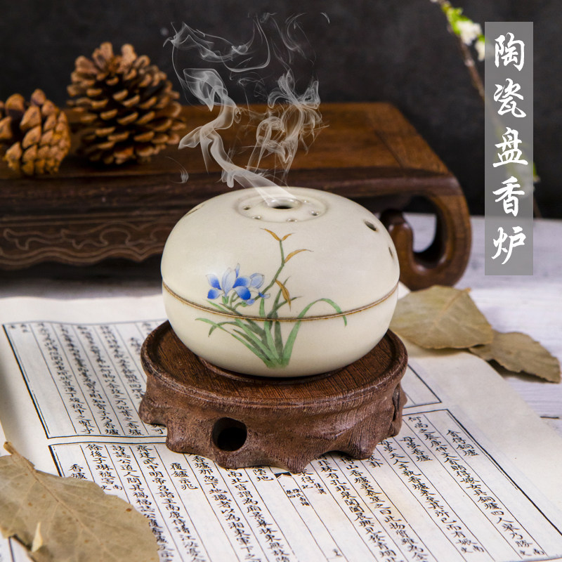 景德镇手绘陶瓷汝窑打篆香篆炉纯手工家用香道香薰炉盘香炉沉香