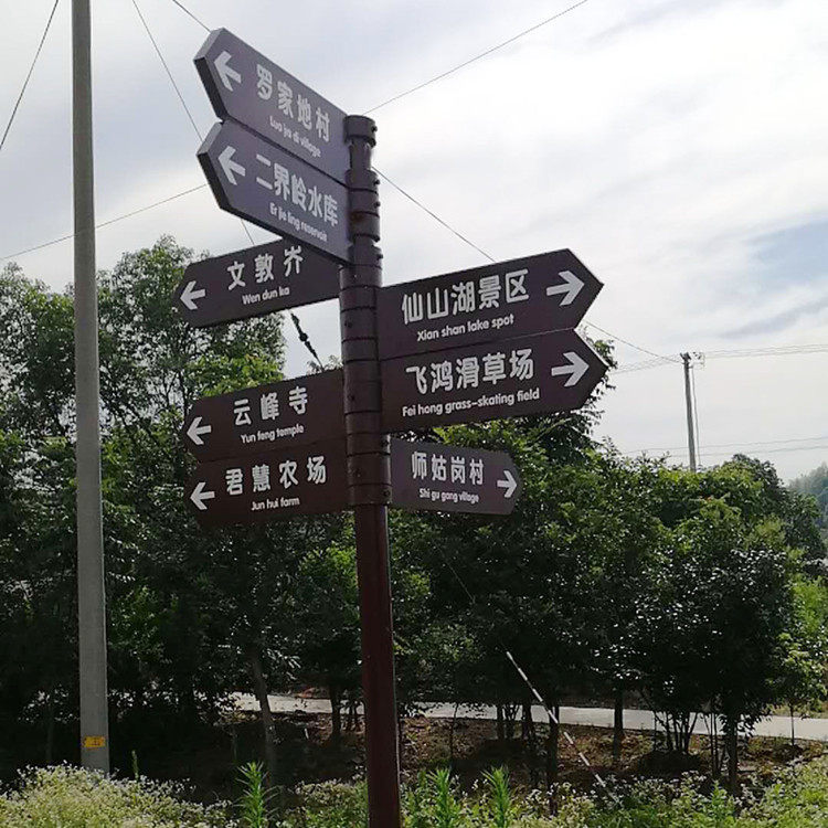 [USD 77.59] High-end wooden guide deck area outdoor street sign road ...