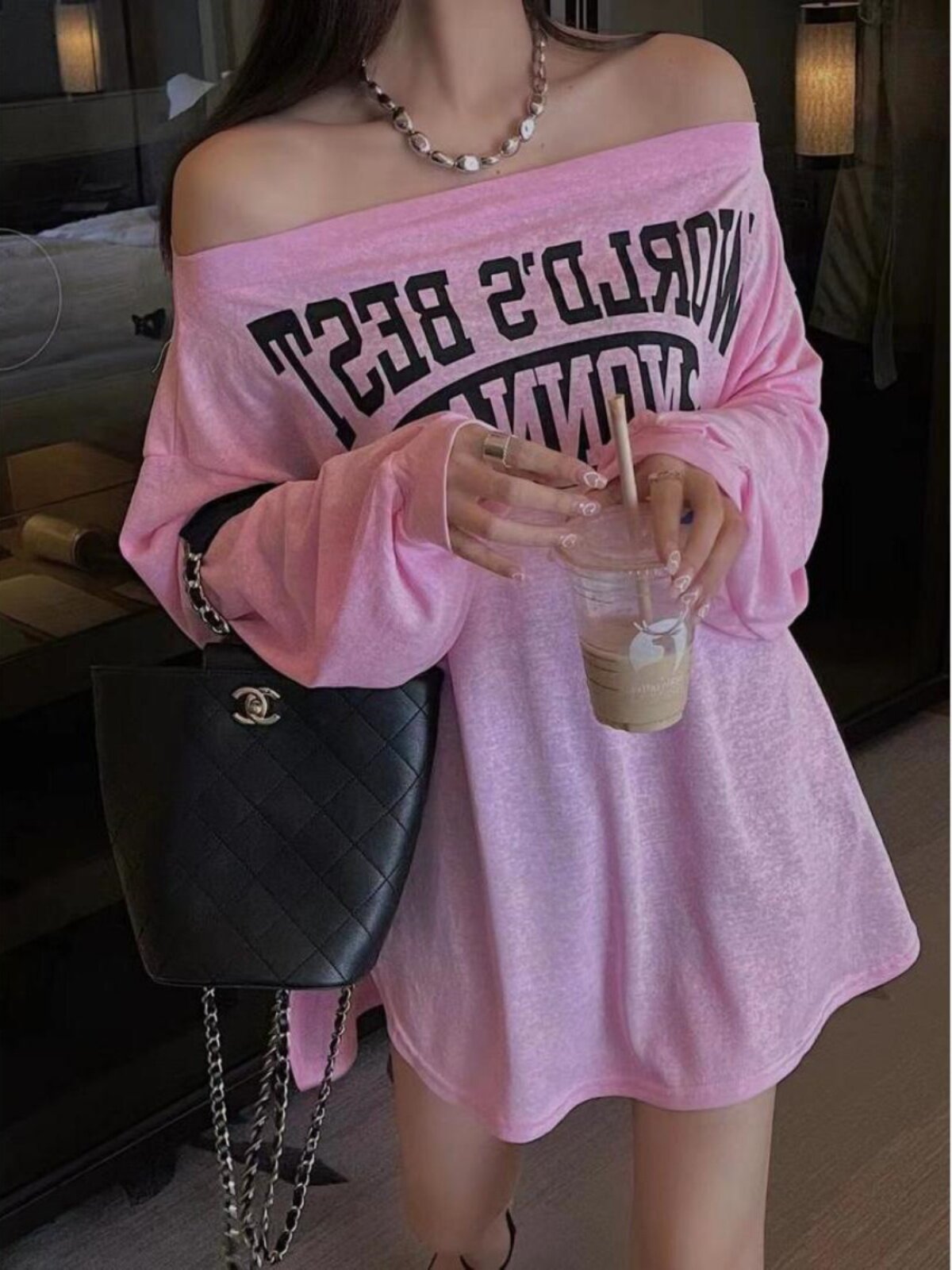 Plus Size Off-Shoulder Top – Slimming Loose Fit, High-End Chic Summer Blouse, Fits 200-300 lbs