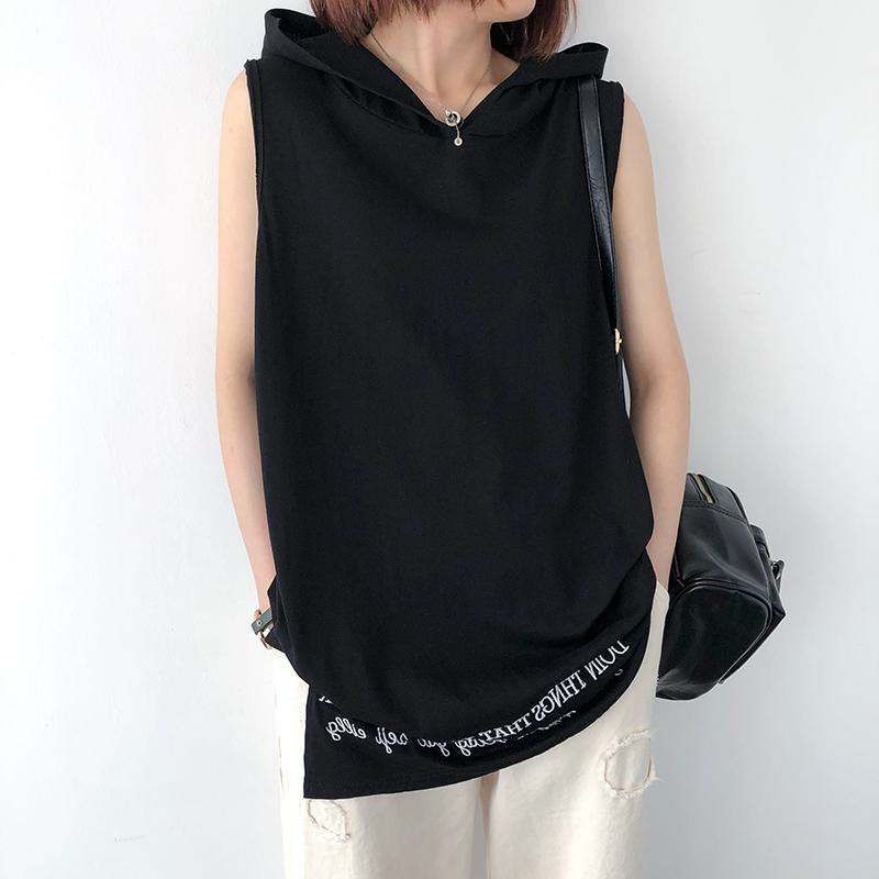 300 catty size Summer new loose Even hat blouses embroidered letters with long version sleeveless vest female outwear damp