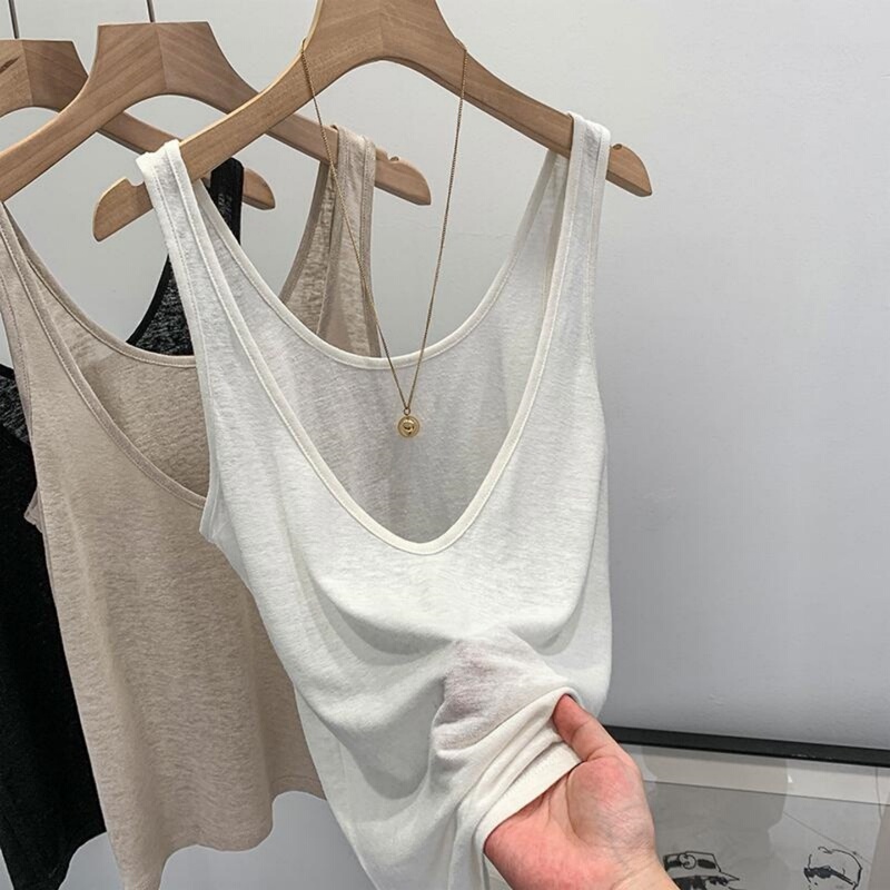 Simple V-Neck Camisole for Women, Reversible, Loose Fit, Versatile Sleeveless Base Top, Plus Size 150kg