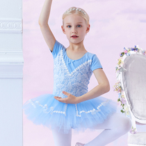 Dance practice clothes children Girls summer children short sleeve ballet skirt Chinese dance clothes girls dance dress