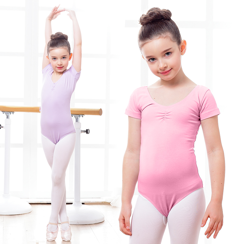 Children's dancing women's short sleeves Even for girls'summer testing for girls' practice to practice the baby body gymnastics suit