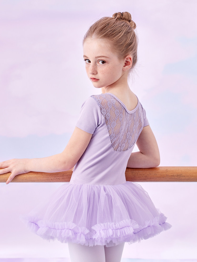 Dance practice suit Children girls summer toddler short sleeve tutu Chinese dance dress dress dance gymnastics suit