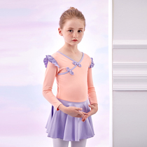 Dance practice clothing children autumn and winter long sleeve national costume girl Chinese dance girl performance dress ballet skirt