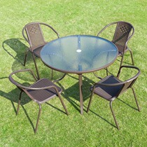 Outdoor tables chairs umbrellas wrought chairs outdoor courtyards open-air iron balconies casual milk tea shops waterproof terraces