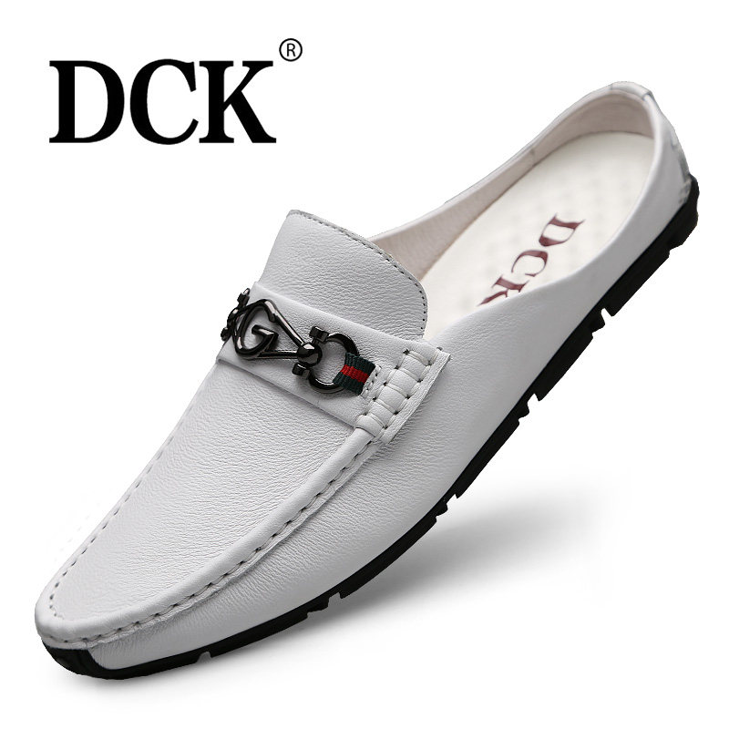 Half drag beanie shoes 2022 new men's leather shoes leather sandals one pedal no heel summer Baotou slippers