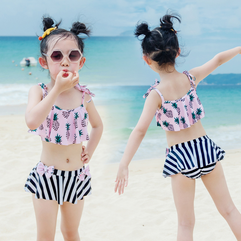 Girl swimsuit Summer CUHK Cute Ocean Pie two-style Little Princess Korean girl child swimsuit girl Xia Children