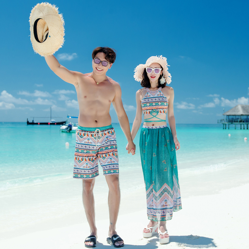 Men and Women Couple Swimsuit 2022 New Bubble Spring Couple Swimsuit Beach Set Water Park Swimsuit