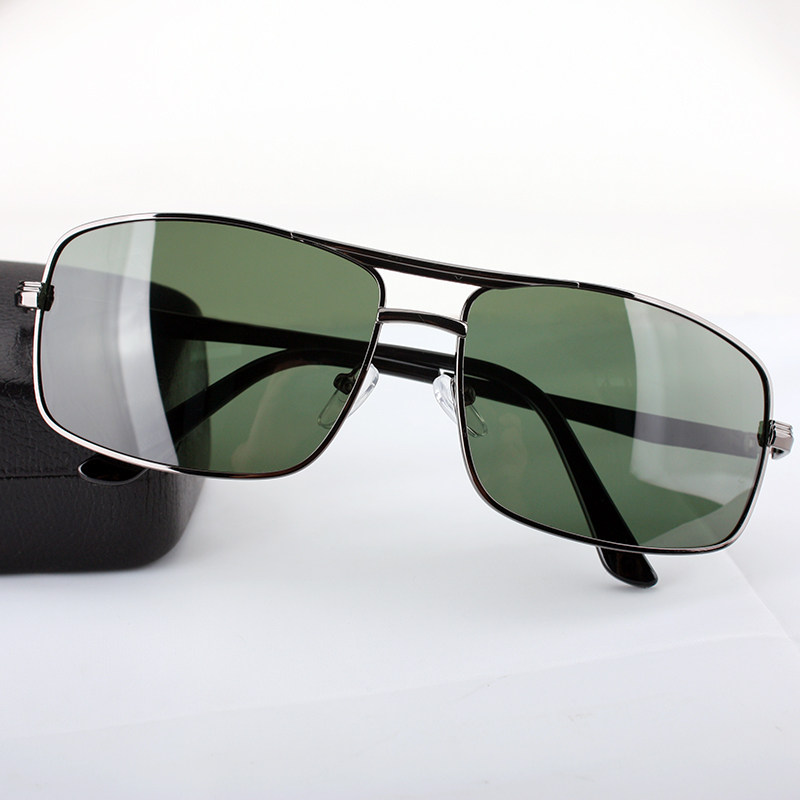 Green polarized sunglasses men's new fashion square sunglasses personality large frame driving mirror anti-UV sunshade mirror - Taobao