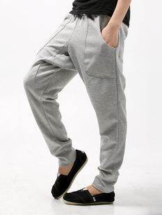 Spring new men's trousers plus fertilizer XL cotton cross pants harem pants tapered pants pencil feet sports trousers