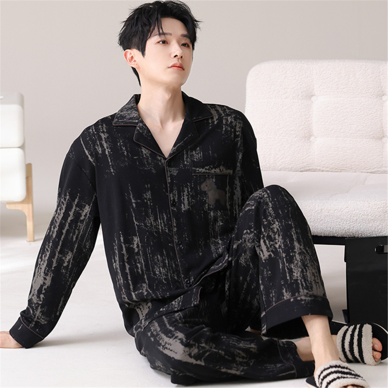 Men's Clothing for Men in Their 20S and 30S, Long-Sleeved Large-Size Pajamas from Jieyang, Guangdong, Men's Autumn and Winter Shirt Sets Men's Clothing for Men in Their 20S and 30S, Long-Sleeved Large-Size Pajamas from Jieyang, Guangdong, Men's Autumn and Winter Shirt Sets