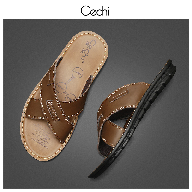 Men's sandslippers cross 2022 new summer beach tow hatch old trend Korean version personally wearing anti - slip