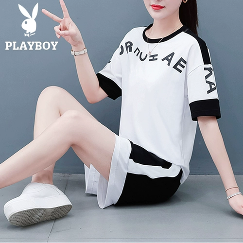 花花公子2020夏季新款运动服套装女时尚宽松显瘦短袖女休闲两件套