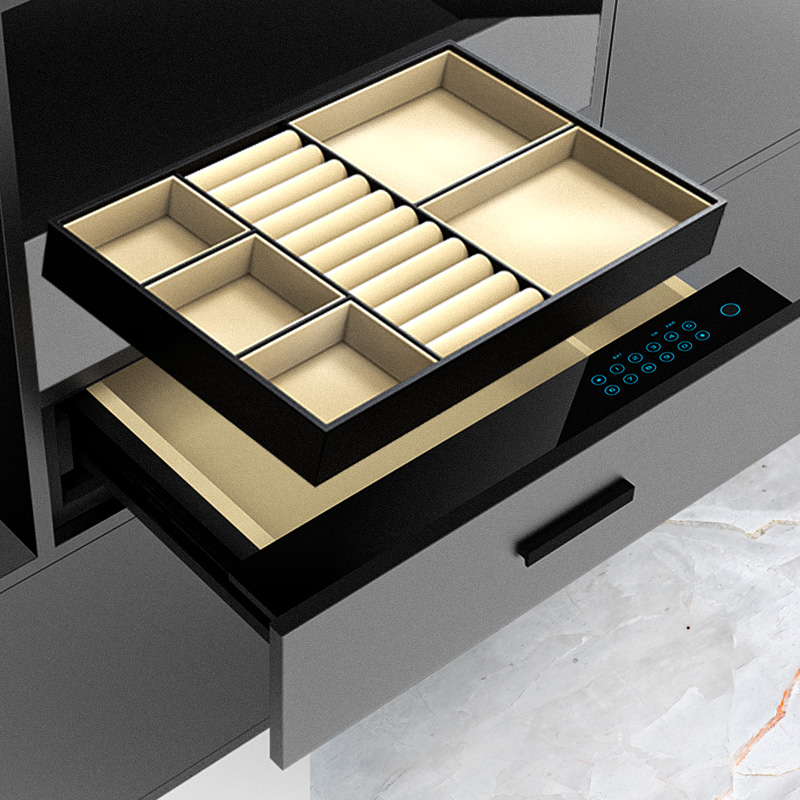 China Tiger Card Drawer Safe Password Draw Fingerprint Home Small full steel burglar-proof invisible headboard Entrance Wardrobe Drawer fingerprint embedded in hidden office Jewelry Safe-Taobao