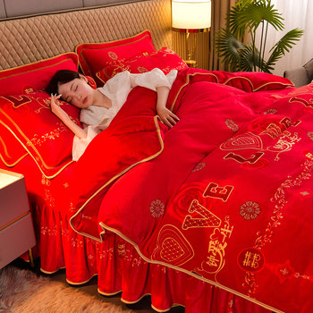 Four-piece set of milk velvet winter coral velvet flannel