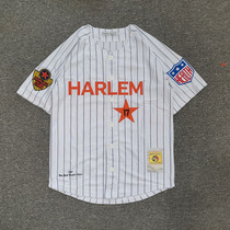 Short-sleeved cardigan baseball uniform striped jersey embroidered alphanumeric Harajuku bf hip-hop uniform mens and womens team building class uniform