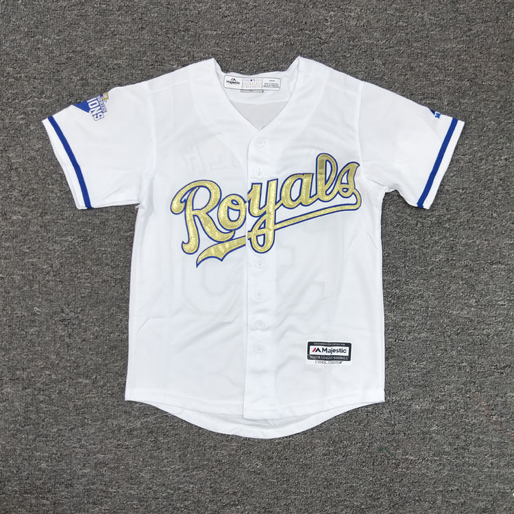Royals short-sleeved American loose cardigan baseball uniform Men's and women's T-shirts Hip-hop hip-hop hiphop children's baseball jersey