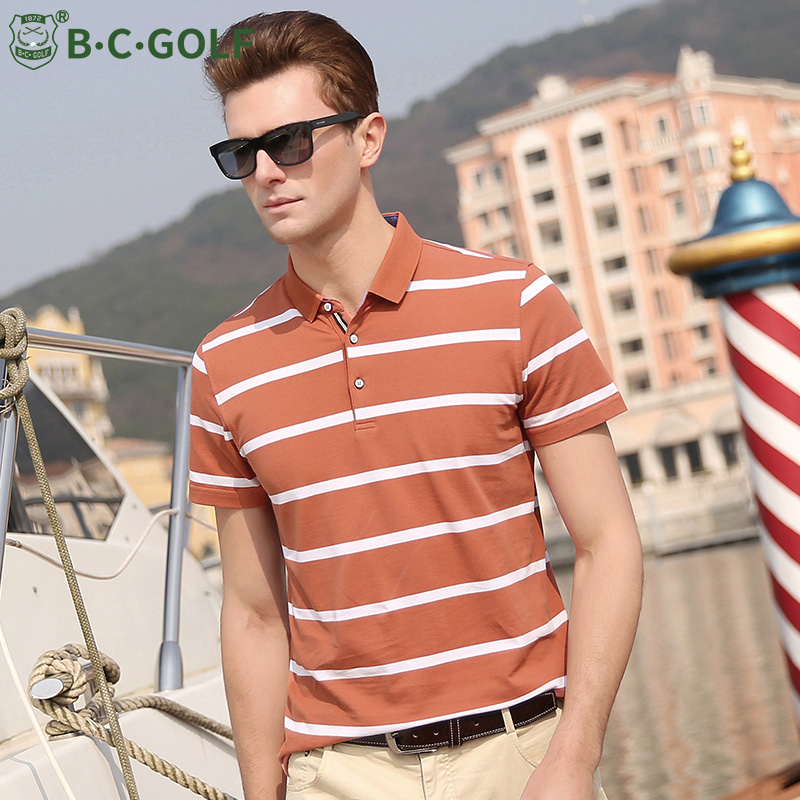 BCGOLF Summer POLO shirt male business cotton streaks half sleeve Compassionate Flap Golf Short Sleeve T-shirt-Taobao