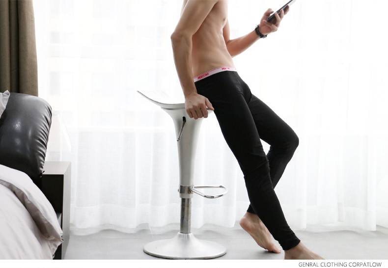 Quần nam mùa thu Cotton eo thấp Slim đơn giản Màu hẹp hẹp Thắt lưng thoải mái Quần ấm Quần thủy triều nam thanh niên mỏng quần legging nam