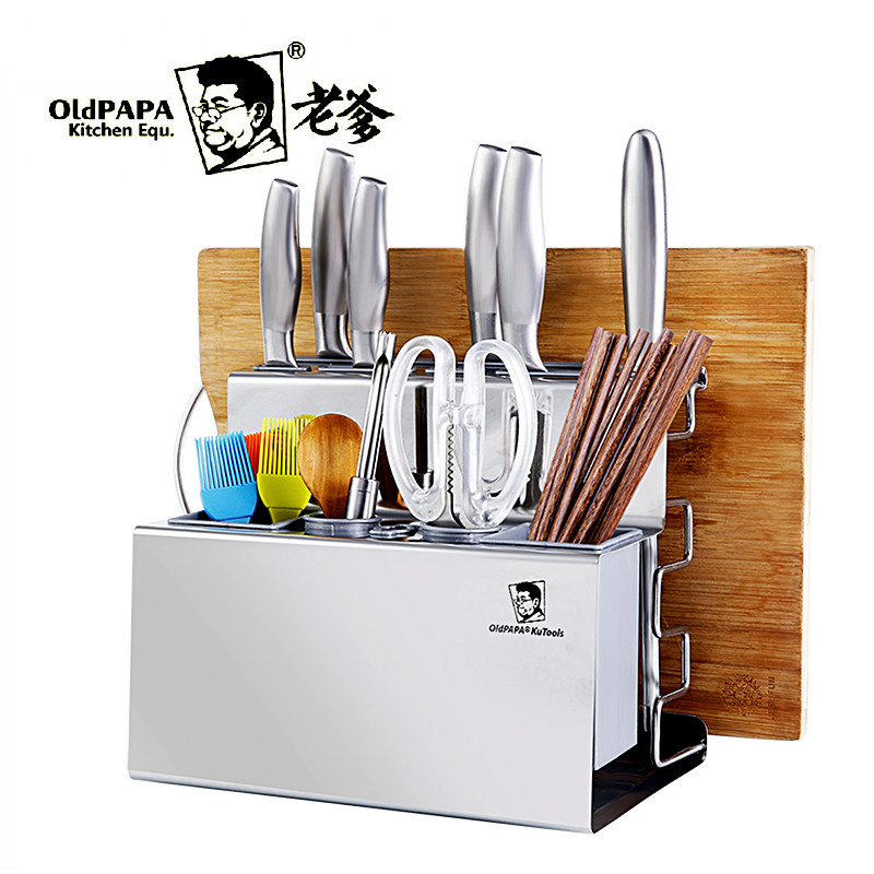 Old Daddy Stainless Steel Kitchen Racks Creative Chopsticks Cutlery Cutlery Shelf Tool Holder Multifunction Cutter Finishing Racks