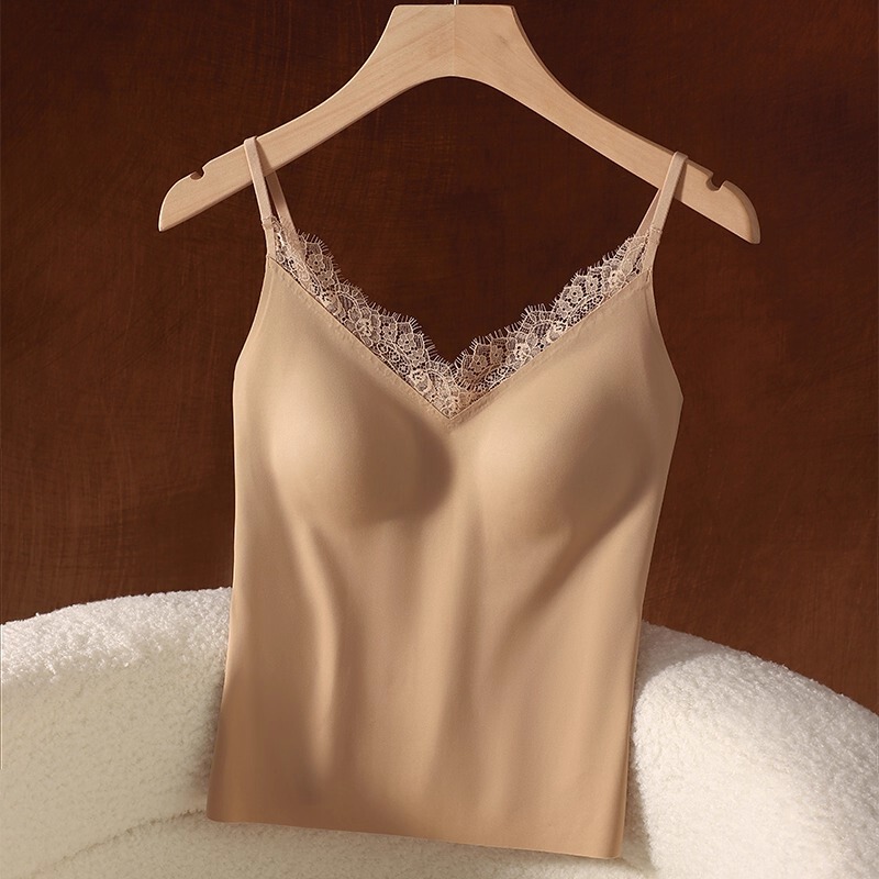 Victoria Minoolin Sexy Camisole for Women, Long Style, Tummy-Covering, with Chest Pads, Beautiful Back, Can Be Worn as Outerwear
