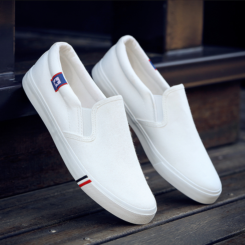 Men's Shoes 2022 New Summer Black and White Classic Canvas Shoes Men's Flat Lazy Cloth Shoes Cloth Slip-On Tide Shoes