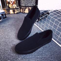 Summer pure black old Beijing cloth shoes slip-on men's shoes lazy shoes breathable casual sneakers all black canvas shoes for men