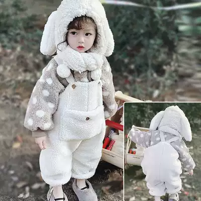 66 Princess 2021 winter children and girls lamb wool thickened baby bag pants baby little girl Western style long pants to keep warm