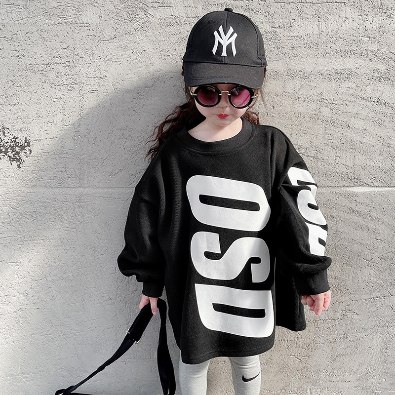 66 Princess 2021 spring models for girls loose Korean version of foreign air in the long fleece girl children's blouse fashion clothes children's clothing