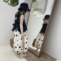 66 Princess Girl Set Baby Summer two-piece vest short-sleeved casual bloomers thin wide-leg pants