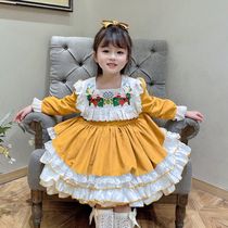 66 Princess 2021 autumn and winter girls court style embroidery Spanish Lolita princess dress birthday dress