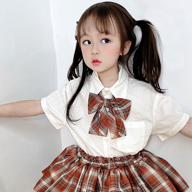 66 Princess girls shirt white short-sleeved baby children Western style JK white shirt top summer Korean college style