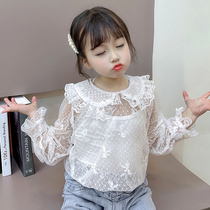 66 Princess spring girls lace Lotus Leaf doll collar Lolita base shirt Korean baby mesh T-shirt