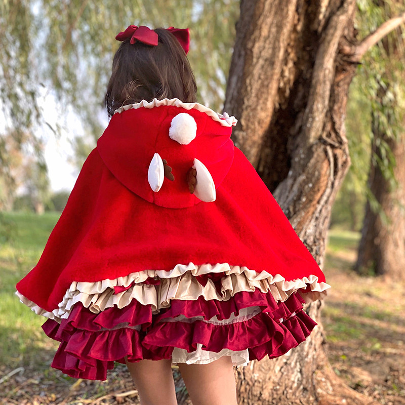 66 Princess 2020 fall/winter new style girl plus plus puffed rabbit hair Lolita cloak shawl coat coat foreign atmosphere