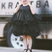66 Princess with foreign style girls sleeveless dress Baby birthday year-old dress skirt Black Puffy princess dress