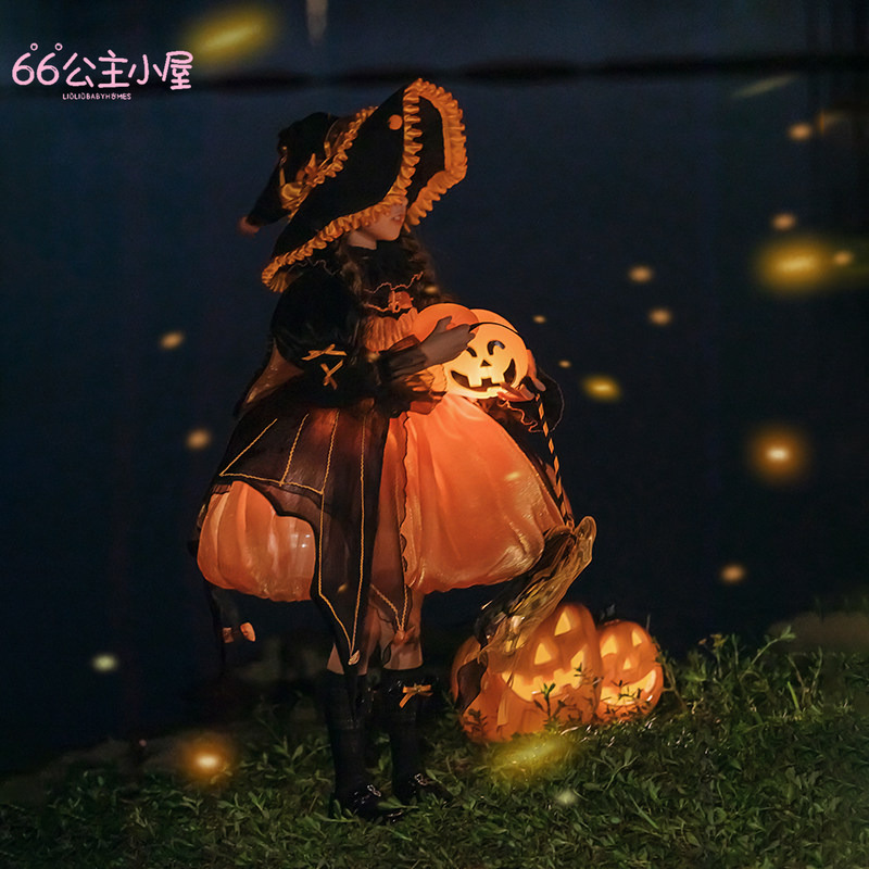 【Halloween Orange Gold High-End】Girls' Halloween Costumes Children's Performance Clothes Girls' Lolita Skirt Cosplay Costume