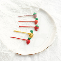  Korean colored fruit and vegetable carrot strawberry word hairpin super cute cute carrot bangs edge clip hair accessories