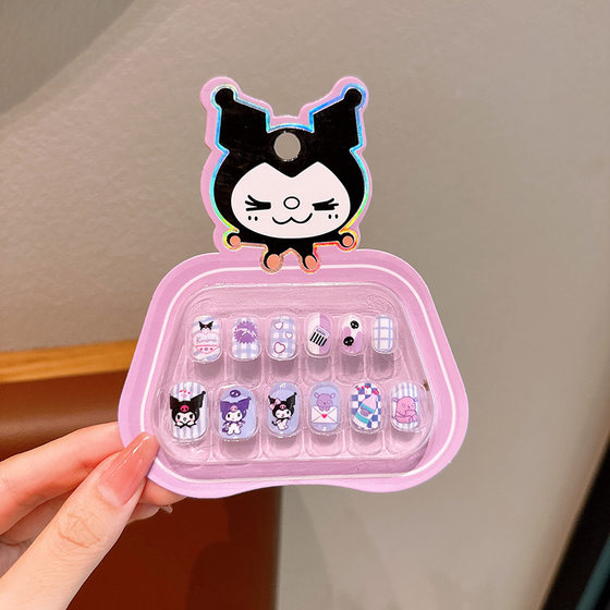 새해 Kulomi 만화 네일 스티커 손톱을 입고 안전하고 무독성 어린 소녀 귀여운 방수 손톱 패치 어린이
