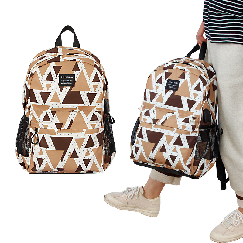 Han Edition large-capacity student bag pack with backpack fashion travel shoulder pack with USB charging printed backpack