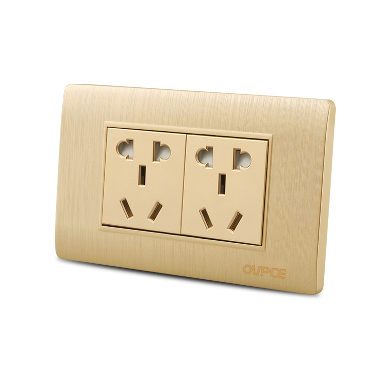 118-type switch socket set two-position ten-hole socket concealed champagne gold wall household panel five-hole module