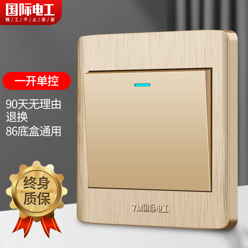 (open single control) International electrician domestic wall socket panel light One single open single link single control switch