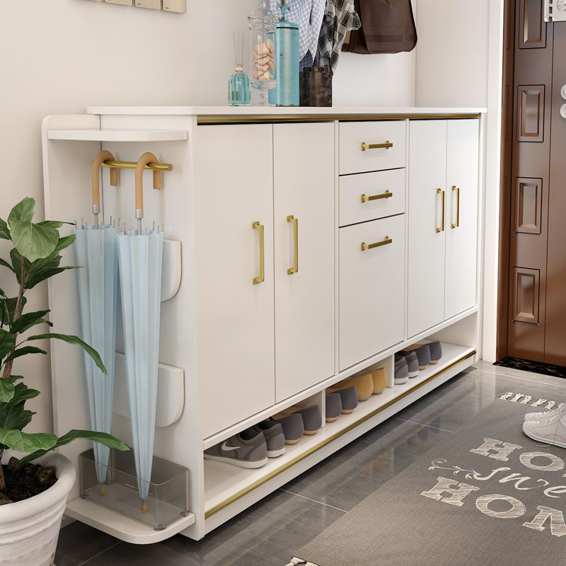 Chinese-style into-the-home shoe cabinet solid wood home large capacity doorway outside aisle stairs entrance cabinet entrance hall cabinet with stool